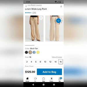 Lauren Ralph Lauren 100% Linen Pants. Size 16. Excellent Used Condition.